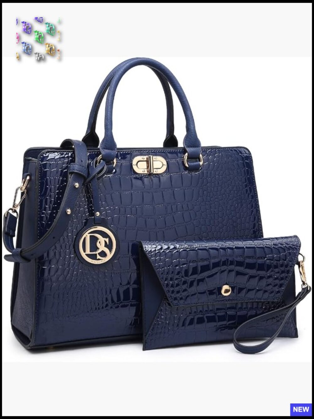 Vegan Leather Satchel Tote With Matching Clutch Work Purse Shoulder Bag